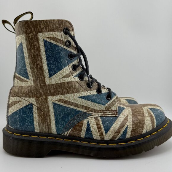 Dr. Martens Union Jack Soft Leather Boots Size EU 38 UK 5 US 7 Vintage Distresse - Picture 5 of 7